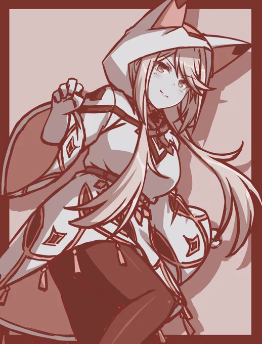 猫耳フードヒカリちゃん(ΦωΦ)ラフver #ゼノブレイド2 #ヒカリ #猫耳 #ラフ