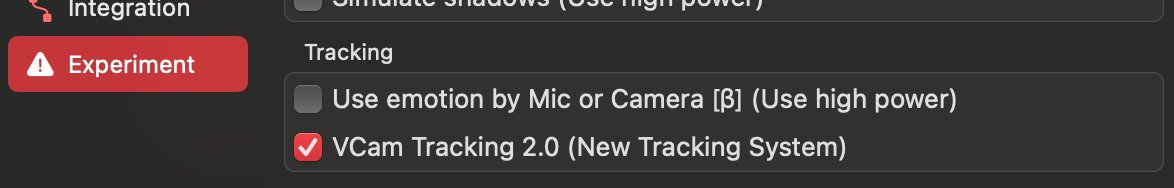 vcamapp_en's tweet photo. Supporters who'd like to give it a try, please go to "Settings" → "Experiment" and enable "VCam Tracking 2.0"! https://t.co/G2Q0qA0H39