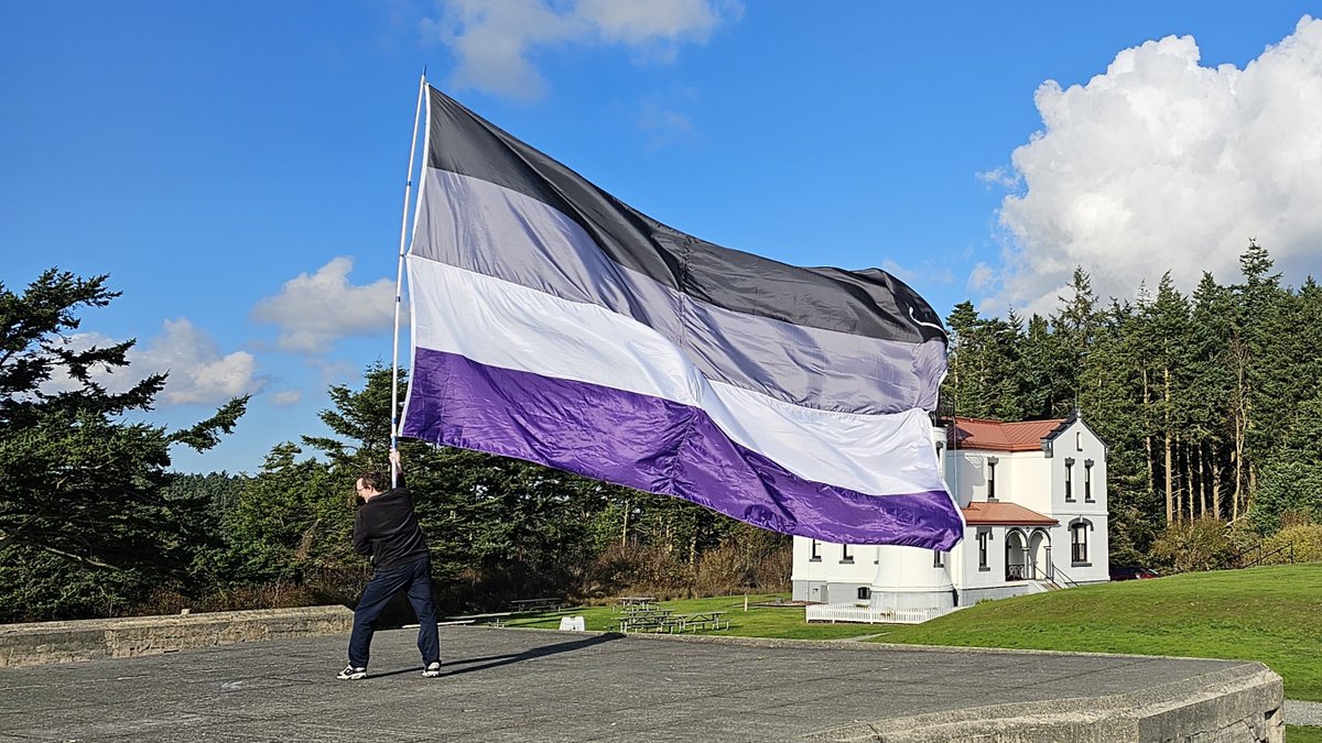 This flag is very large.
I suspect this might be the largest ace flag.  Anyone know of one that's bigger?  #AceWeek #AsexualAwarenessWeek