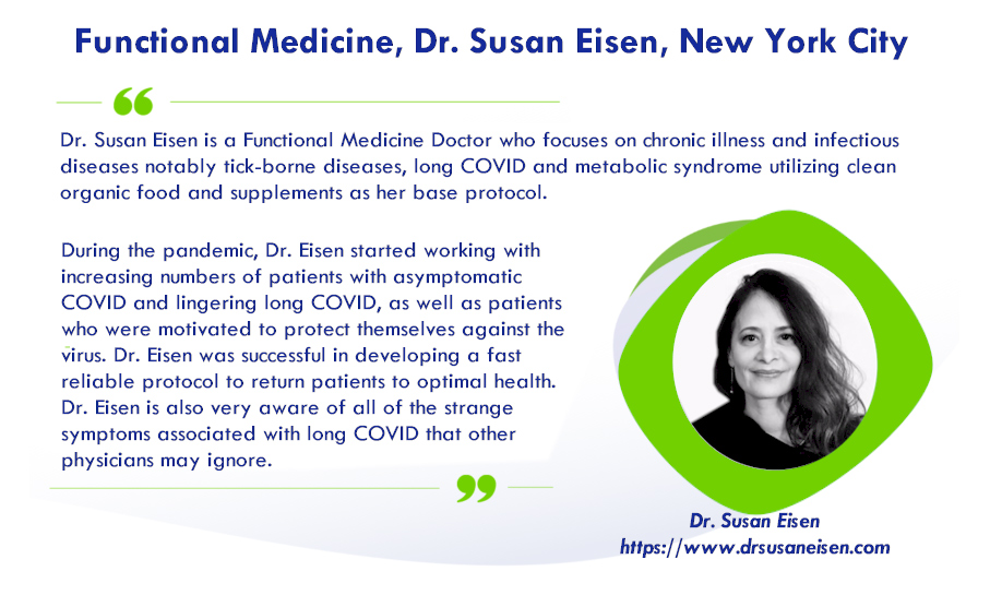 Why Choose Dr. Susan Eisen, a specialist dedicated to treating Long COVID?

Expertise and Experience, with years of specialized experience at the forefront of Long COVID treatment providing personalized and effective care tailored to your unique symptoms.

drsusaneisen.com