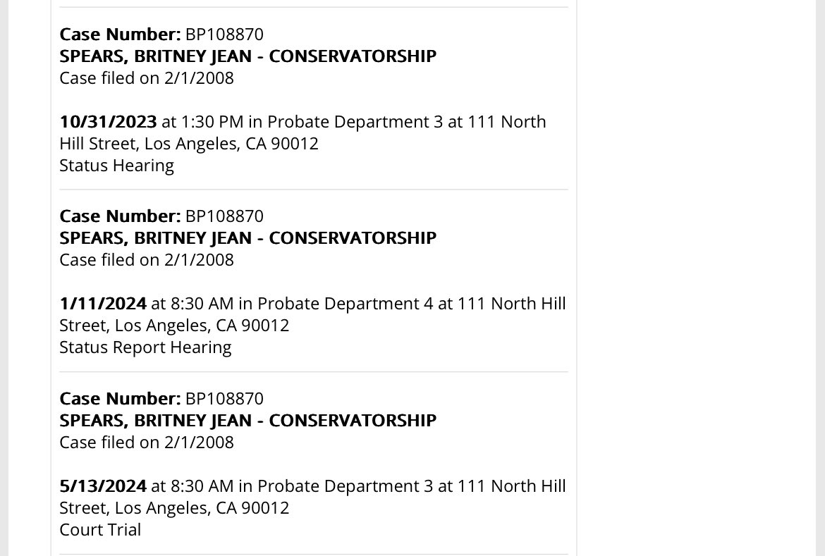 shadysanctuary's tweet photo. Hm there’s a hearing date now on January 11th. I think that’s new! It’s at 8:30 AM. The Halloween date is still the next one and the trial dates are still on the calendar. There’s just been this January one added as well https://t.co/iTInbIsgmw