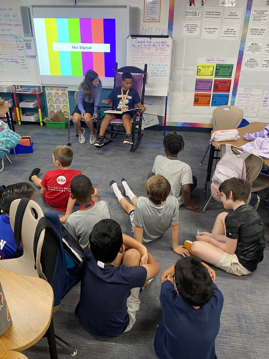 Our wonderful 4th grade Kindness Crew members (and one of my old students) came to read us a Read Aloud this morning 🥰 #bengalpride <a href="/BryantElem/">Bryant Elementary</a>
