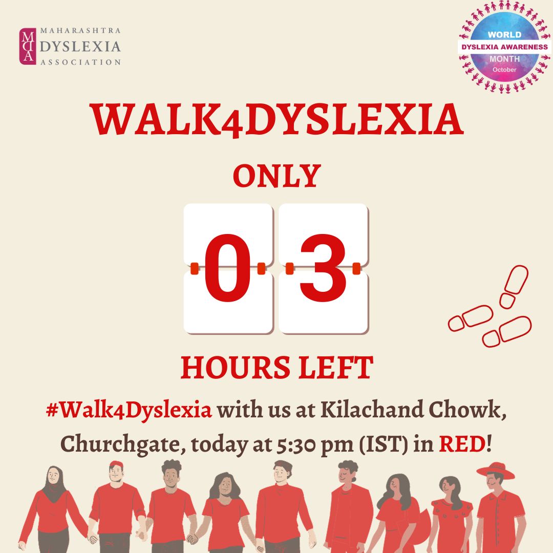 Caption: Only 3 hours left for #Walk4Dyslexia! WALK in RED to support the cause!