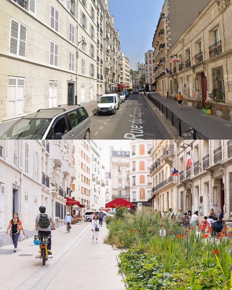 Links: Welche Bilder der Berliner Bürgermeister postet, um den 'Erfolg' der Verkehrspolitik zu dokumentieren. Rechts: Welche Bilder die Pariser Bürgermeisterin postet, um den Erfolg der Verkehrspolitik zu dokumentieren.