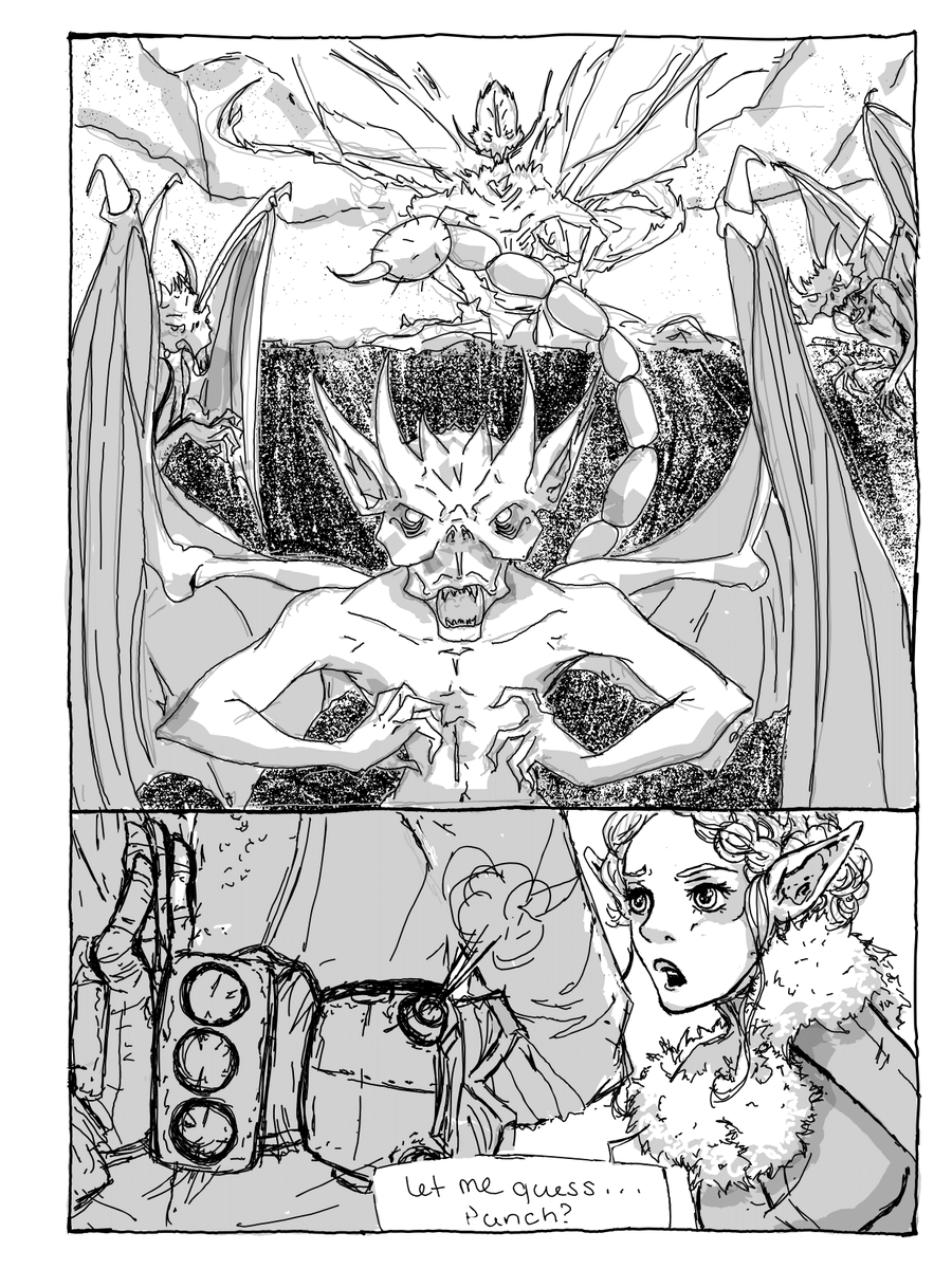 squarejaww's tweet photo. Second comic, this one of our monk (the drunk, homeless-looking man) exploding some imps using his signature move: punch.

I asked his player if I caught Gavin's essence. He said it has the essence of punch. Lol #DnD #dndart #dndmonk #bonedevil #imp https://t.co/9EkRhjtCsF