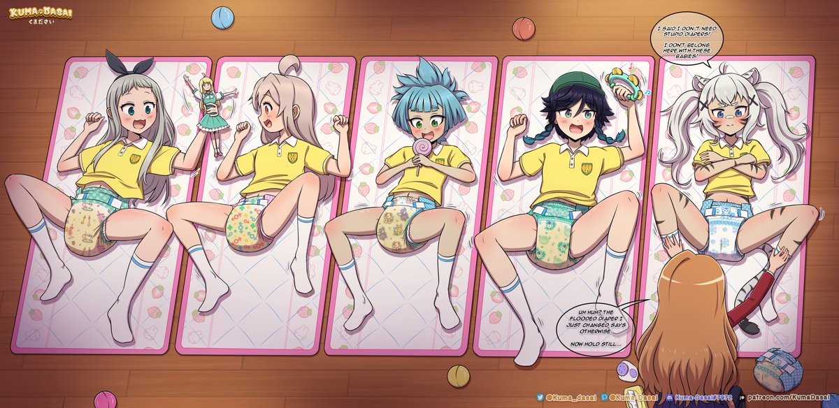 kuma_dasai's tweet image. It's change time in class and all the little kids In femboys daycare club are all ready for their diapie changies! But it seems that the new kid is a bit fussy being put back in diapers.

See the full set ~ patreon.com/posts/commissi…