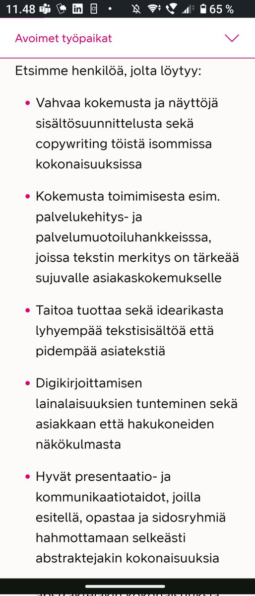 DNA:lla on vielä pari päivää auki tosi kiinnostava työpaikka digitekstien osaajalle:  lnkd.in/dyc_XfJm