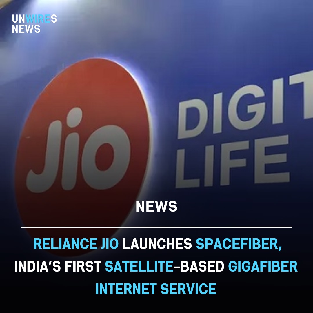 Revolutionary Milestone: Reliance Jio Launches SpaceFiber, India's First Satellite-Based Gigafiber Internet Service.

#SpaceFiber #RelianceJio #InternetInnovation #GigafiberService #ConnectivityRevolution #SatelliteInternet #DigitalIndia #jiofiber #mukeshambani #unwiresnews