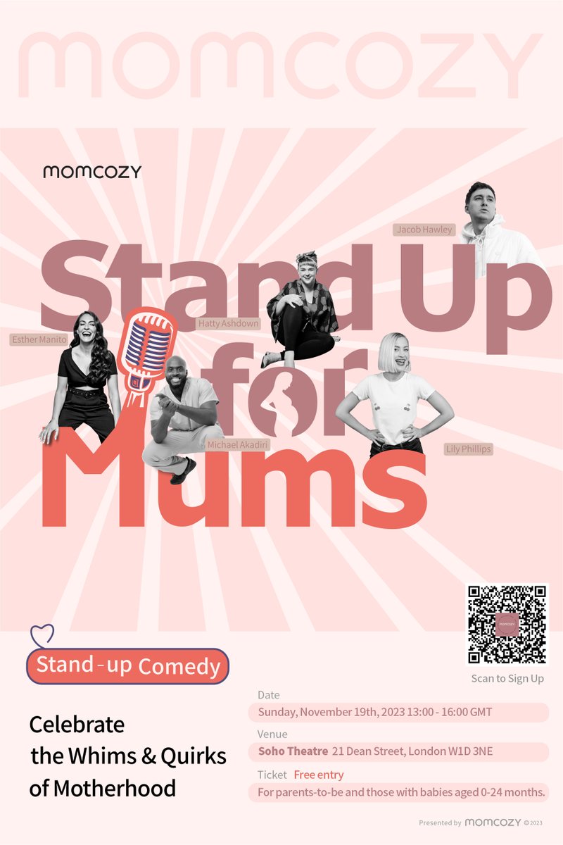 NiceNSpiky's tweet image. Mums! We're excited to announce 'Stand Up For Mums' @Momcozy4u afternoon on Sun Nov 19 at Soho Theatre. With special guests @HattyAshdown @hawleyjacob @esther_manito @MichaelAkadiri @lily_comedy @ScreamWithLaugh plus treats &amp;amp; prizes! Reserve Your Free Seat eventbrite.co.uk/e/stand-up-for…