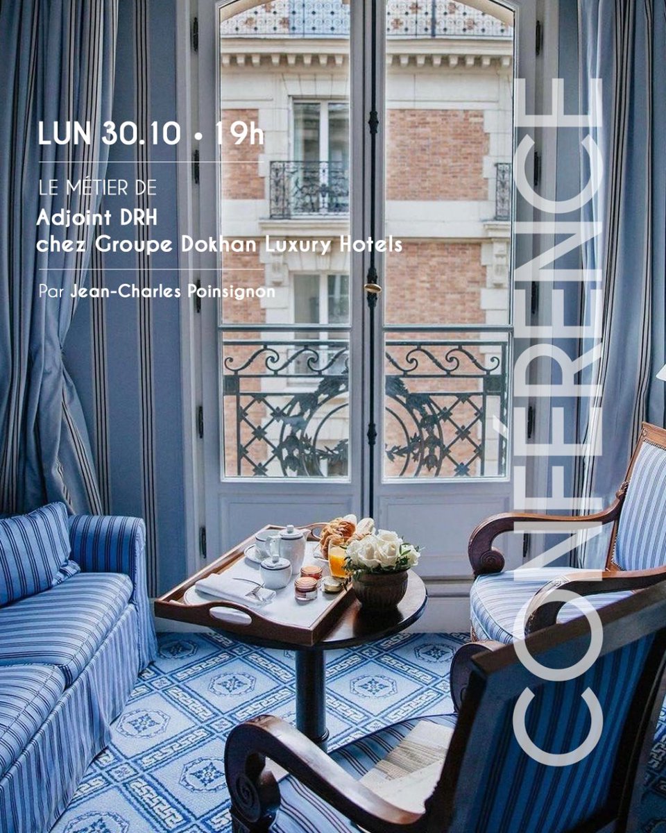 EIMLParis's tweet photo. ✨ CONFÉRENCE MÉTIER ✨

Jean-Charles Poinsignon, Adjoint DRH, vient partager son parcours et ses missions actuelles au sein du Groupe Dokhan Luxury Hotels. 

💻 Rendez-vous lundi 30 octobre à 19H sur ZOOM.

#EIMLParis #luxe #étudiants #conference #metier #eiml https://t.co/JjYNmsTomC
