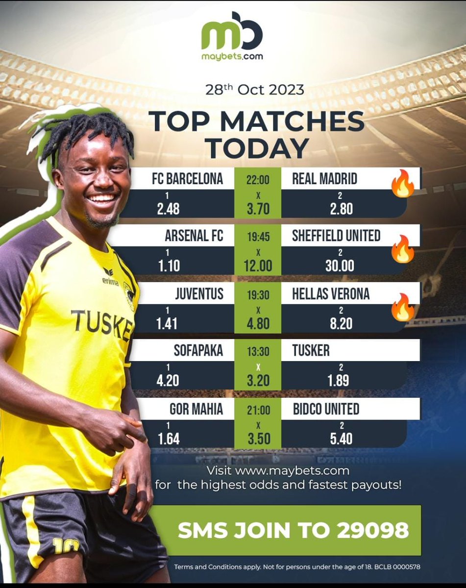 Easy money here on Tusker and Real Madrid.

#MayBetsFungaDealElClasico