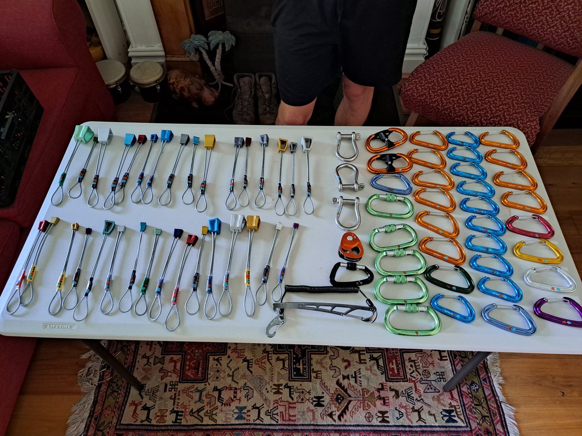 tallandtrue's tweet photo. My son has laid out his #climbing and #highlining gear so he can mark it. Reminds me of the old days of writing his name on his school stuff! ❤️ #beingadad https://t.co/xC63S0GdYV