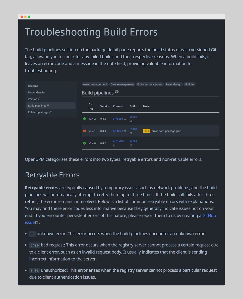 Discover the solution to common build errors with our all-new troubleshooting page: openupm.com/docs/troublesh…