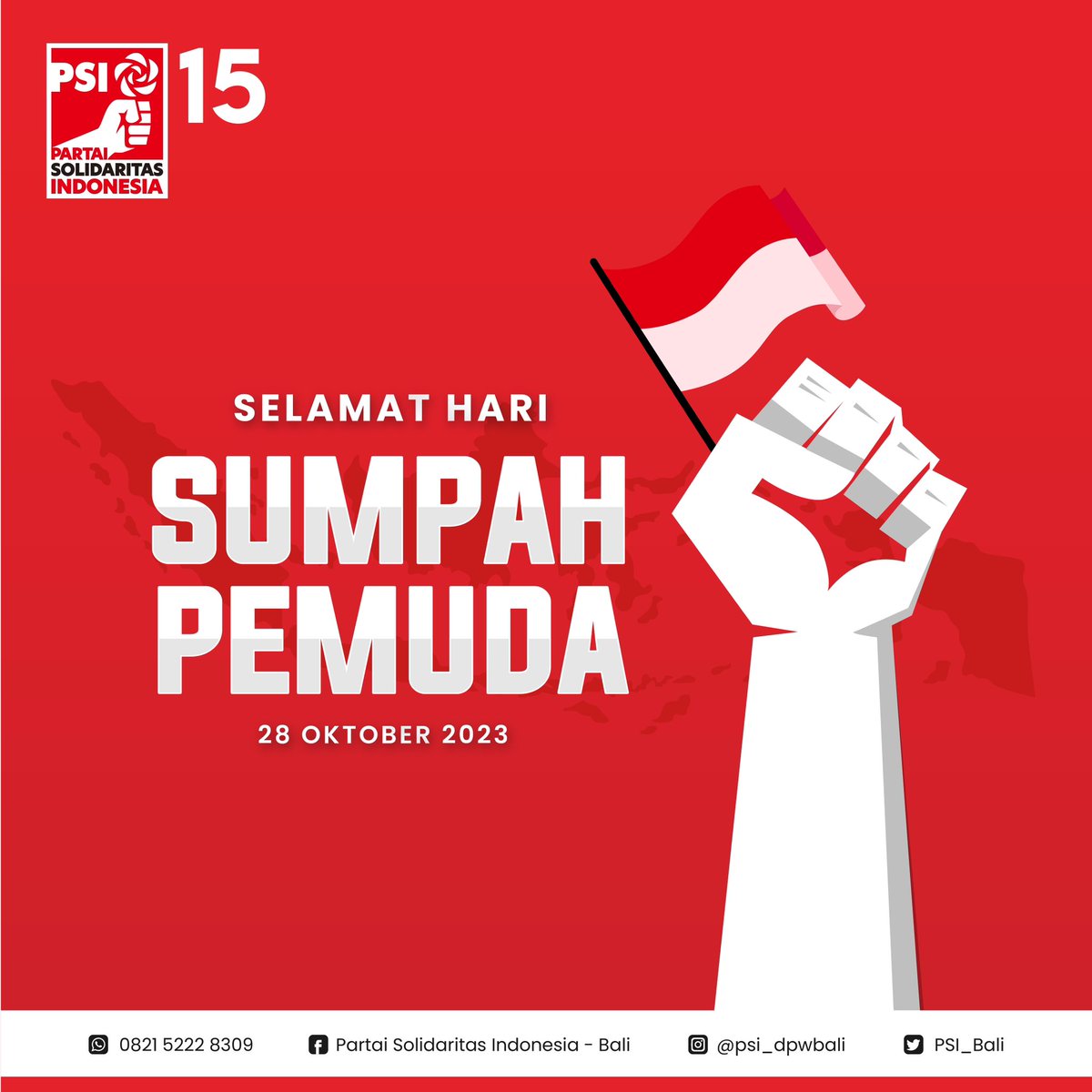 PSI_Bali's tweet photo. Sumpah Pemuda adalah ikrar yang diucapkan oleh pemuda Indonesia pada 28 Oktober 1928, yang menegaskan persatuan dalam perjuangan merebut kemerdekaan.

Bersatu kita teguh, bercerai kita runtuh ✊🏻mari kita terus kobarkan semangat persatuan bangsa 🇮🇩 NKRI selamanya, Indonesia Maju! https://t.co/RviiIrPUUV