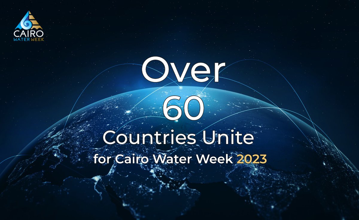 Incredible news! 🌍 Over 60 countries from around the world are coming together for Cairo Water Week 2023. It's a global gathering to address water challenges and find solutions. Let's make a splash for change! 💧🌏 #CairoWaterWeek #GlobalUnity