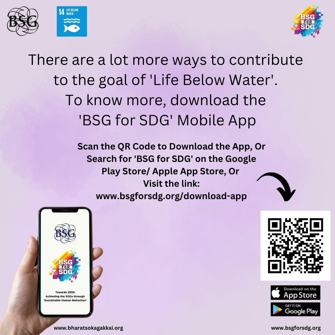 How can we adopt #SustainableHumanBehaviour to achieve the goal of #SDG14 - #LifeBelowWater? Scroll through to find out.

To know more, download the #BSGforSDG Mobile App. Search for 'BSG for SDG' on the Google Play Store/ Apple App Store.