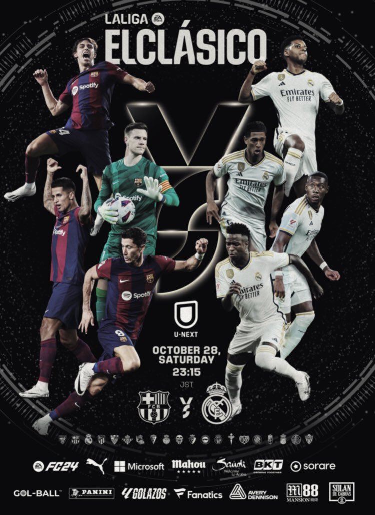 🎃いよいよ今晩
『エル・クラシコ』‼️

⚽️ラ・リーガ 第11節
🔥FCバルセロナxレアル・マドリー🔥

🎙️実況: #倉敷保雄 さん
🎙️解説: #小澤一郎 さん

⚽️キックオフ 23時15分
📺配信開始　22時45分

#ELCLÁSICO
#LALIGAEASPORTS
#UNfootball