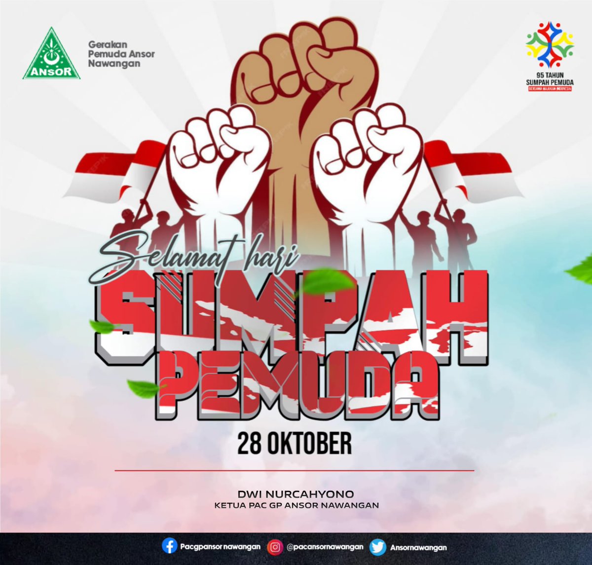 Selamat Memperingati Hari Sumpah Pemuda, 28 Oktober 2023

#HariSumpahPemuda 
#AnsorBanserNawangan