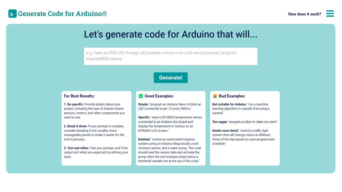allaiwebsite's tweet image. Unlock the power of coding with the dynamic Arduino and Duino Code Generator! Ideal for beginners & experts, it makes code creation as easy as pie! Check it out today ➡️ allaiwebsite.com/duino-code-gen…
#ArduinoCode #CodingLife #ProgrammingEvolved #DuinoCodeGenerator #TechTools