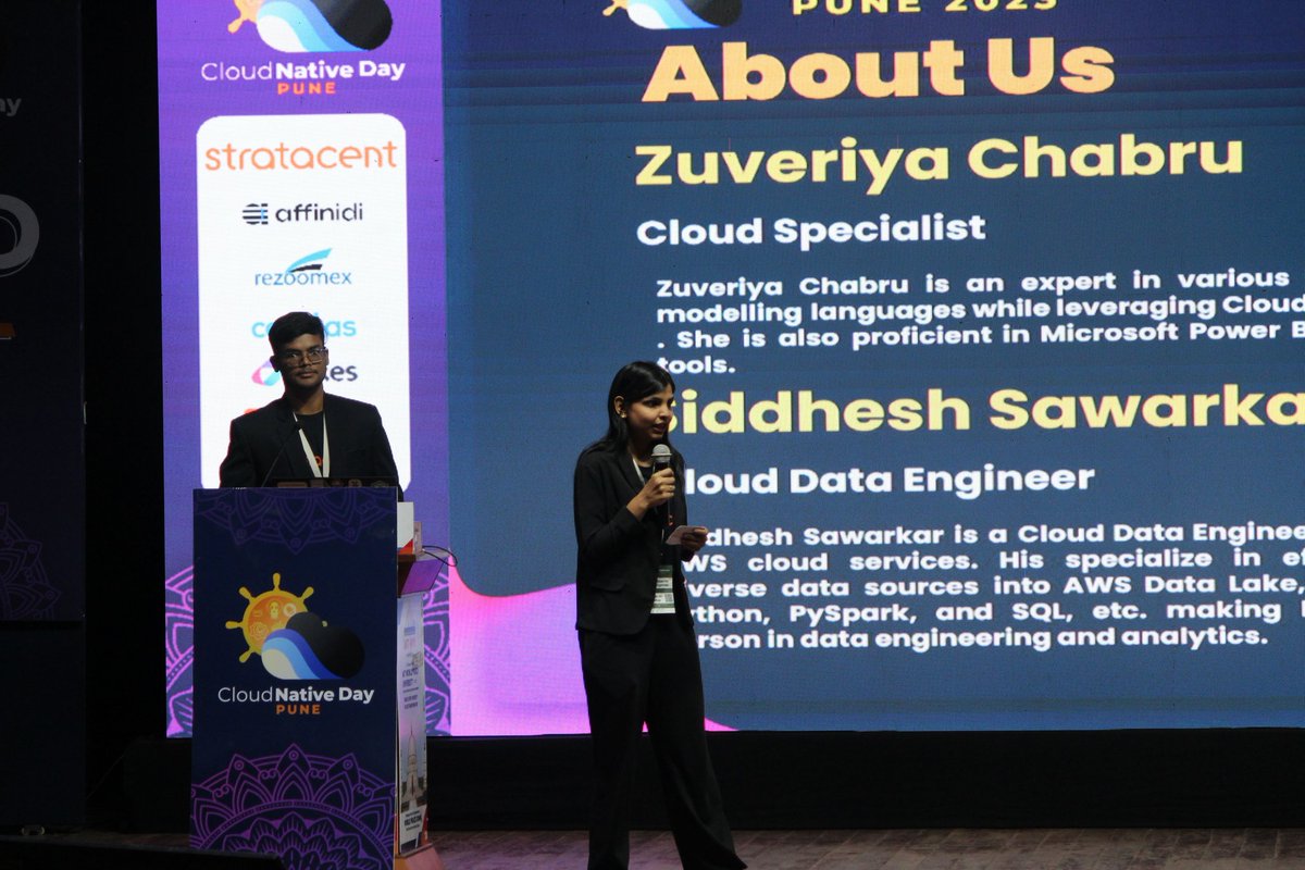 cndpune's tweet photo. Unleashing the Data Dynamo: Siddhesh Sawarkar and Zuveriya Chabru Illuminate the Magic of AWS Data Lake and Azure Power BI!
#CloudNativeDay https://t.co/k4dOsM5aA5