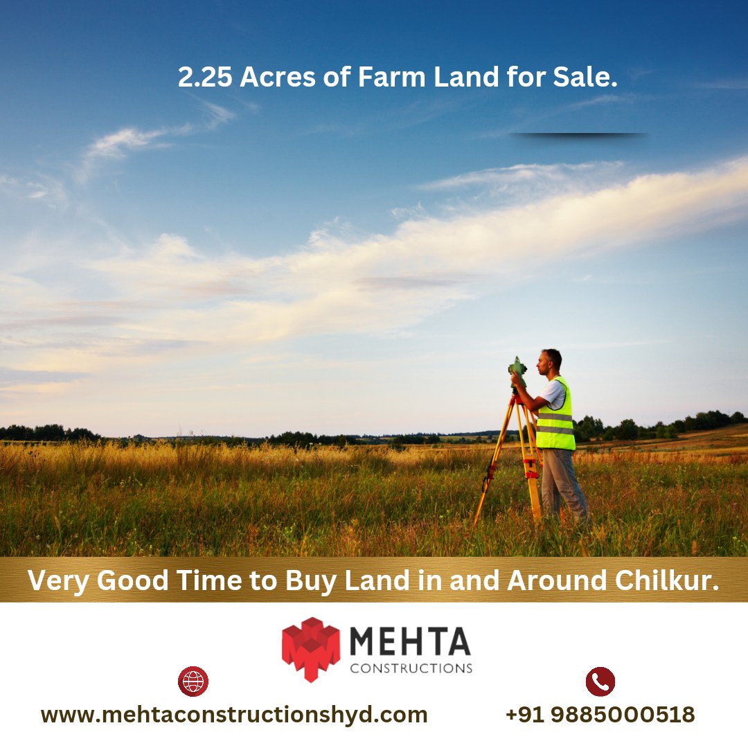 Very Good Time to Buy Land in and Around Chilkur.

For more information Call/WhatsApp +91 9100377088.
#mehtaproppropertyonlineprivatelimited #mehtaconstructions #plotforsaleinhyderabad #farmplotforsaleinchilkur #farmplotsforsale