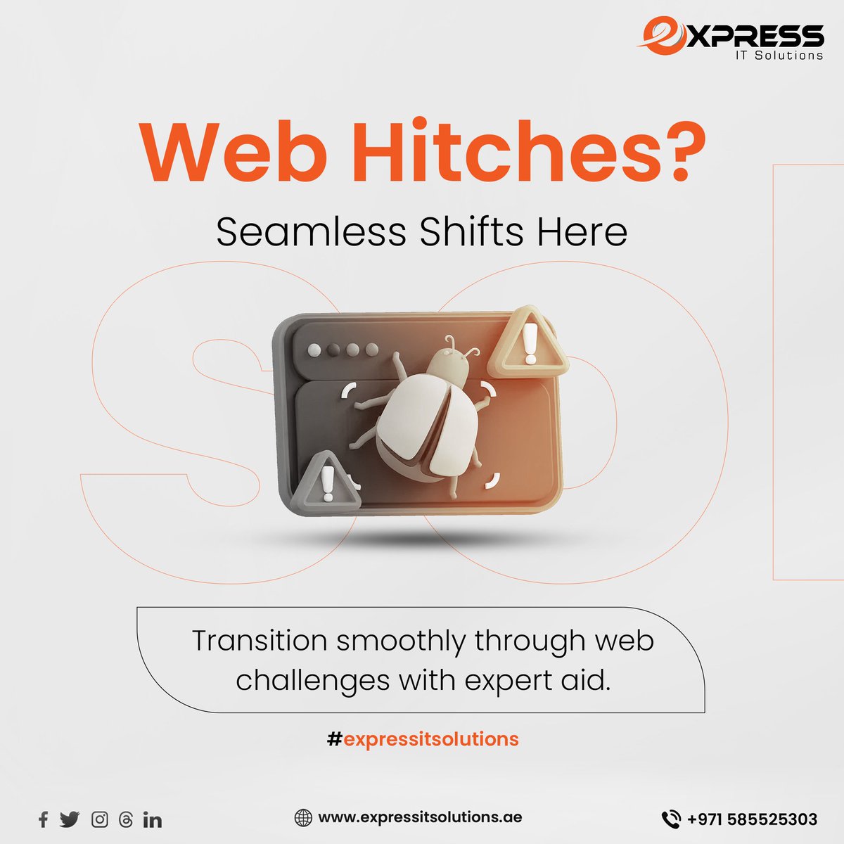 expressit_solns's tweet image. Digital Bumps? Effortless Transitions."
Expert solutions for flawless web navigation and performance.
.
#efficientwebdesign #experttechsolutions #expressitsolutions #dubai