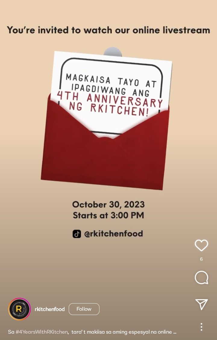 imcha29's tweet photo. "Sa #4YearsWithRKitchen, tara't makiisa sa aming espesyal na online celebration via Tiktok live. Sa Livestream, makilala niyo rin ang aming unang celebrity endorser ng #RKitchen, exciting 'di ba? π"
May ganap si @imdanielpadilla sa October 30! π€© https://t.co/mWxzc2Kbu4