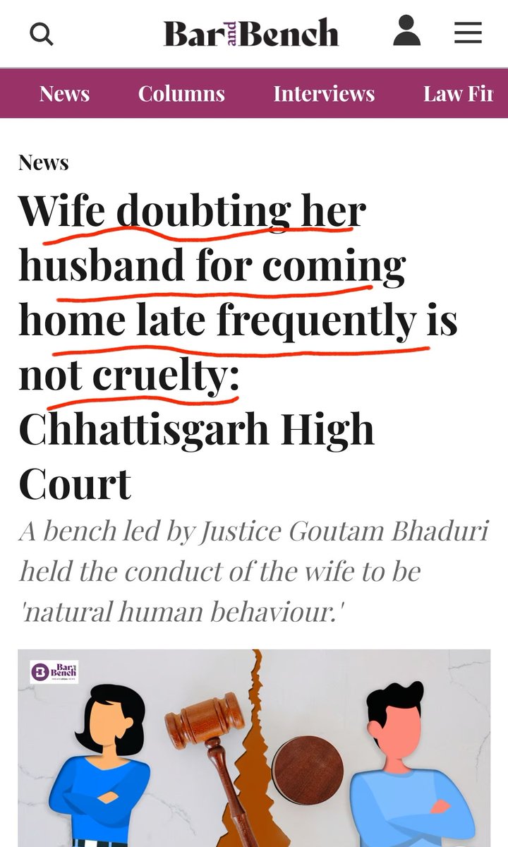 Character assassination of husband is not cruelty. 

Adultery by wife is not cruelty. 

False allegations are not cruelty. 

Who is this #MiLord 

Such judges should be sacked from job immediately for inhuman behavior against #Men 

#LegalSystemCollapsed in this country