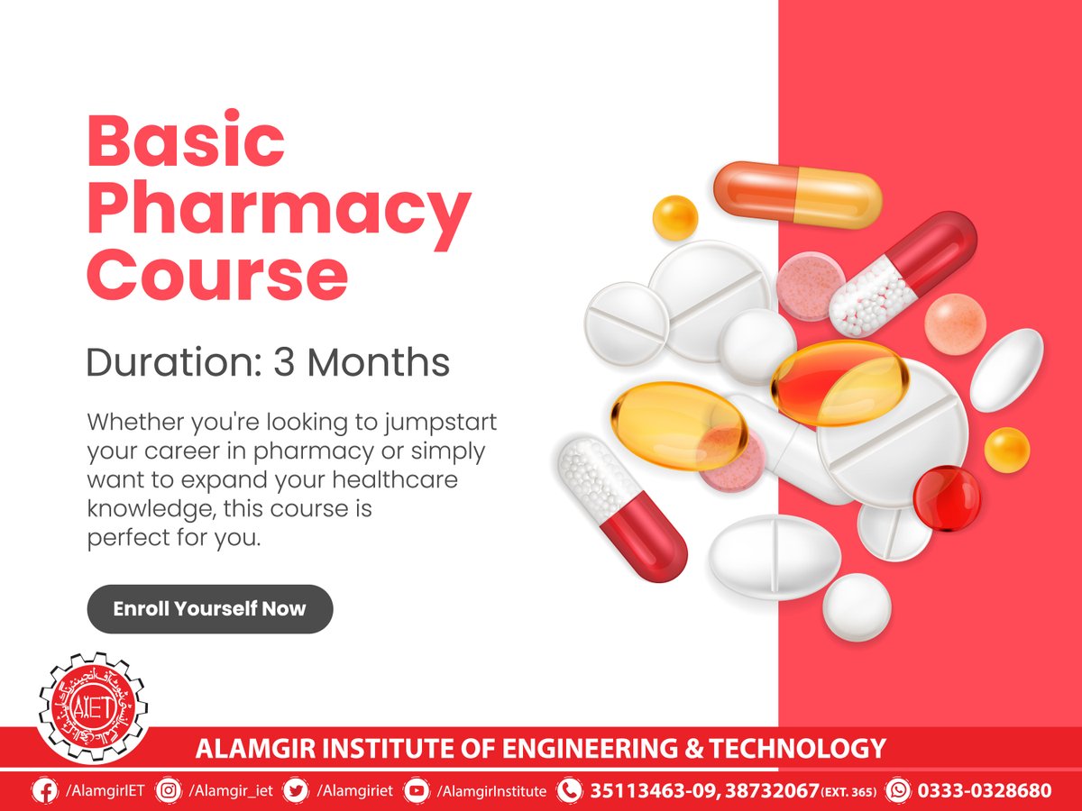 Prescribe Your Future with our Basic Pharmacy course🩺

#AIET #PharmacyCareer #basicmedicaltraining
#PharmacyCourse #HealthcareEducation #careerinpharmacy
#medicalaesthetics #pharmacylife #CareerInPharmacy