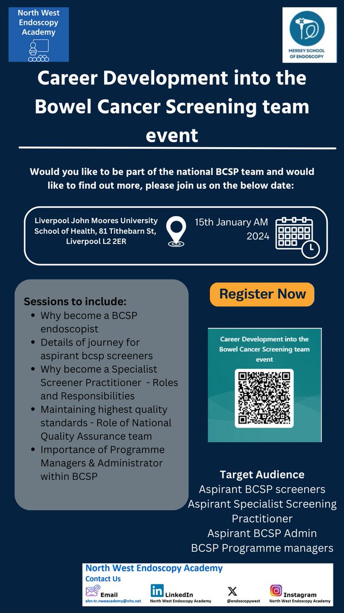 If you are based within the North West Region and interested in pursuing your career into the Bowel Cancer Screening team, please register for this event.