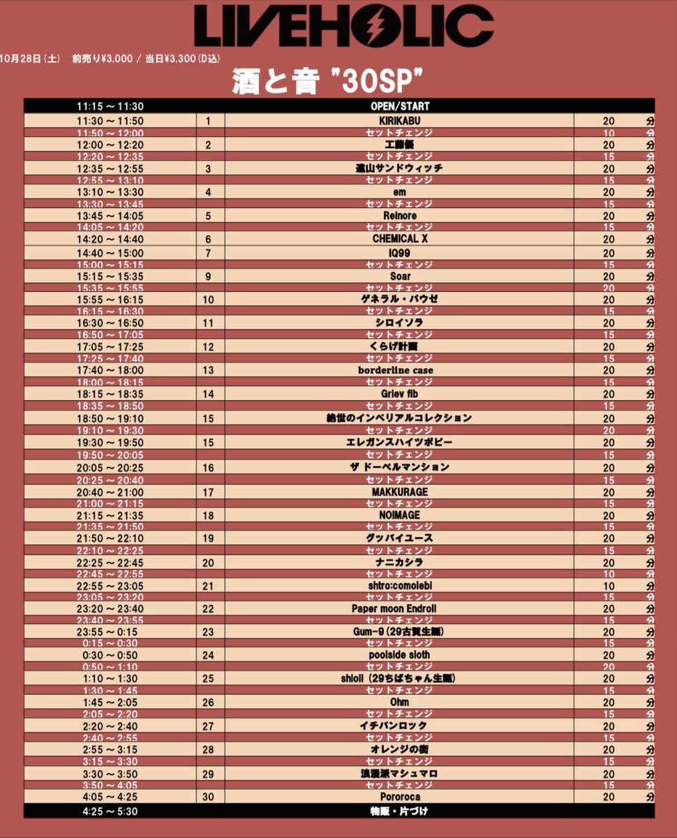 PapermoonE's tweet photo. 【❤️‍🔥本日❤️‍🔥】
2023.10.28.(土)〜10.29.(日)
at.下北沢LIVE HOLIC
酒と音〜30SP〜

⏱️OPEN/START 11:45/12:00 
     CLOSE/5:30

🎫ADV/DOOR ¥3,000/¥3,300(D込)
(🔗https://t.co/iOaZTqzd2k )

w/
フライヤー参照！

/
Paper moon Endroll は
10/28の23:20〜23:40！！！
\

お待ちしております！ https://t.co/8lqq8peaFg