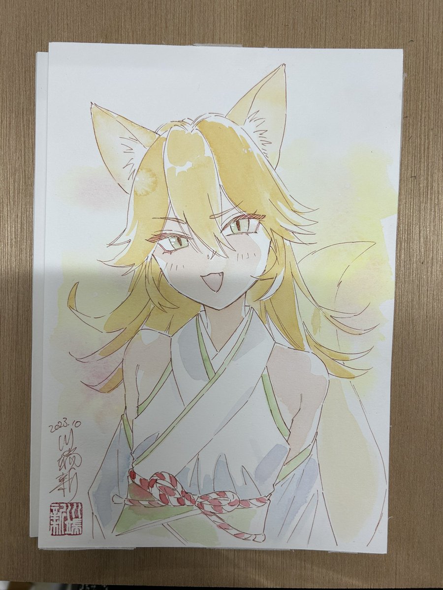 「当日コミッションラストギリギリ完成!ケモ耳少女です」|川端新/陰陽師・安倍晴明コミカライズのイラスト