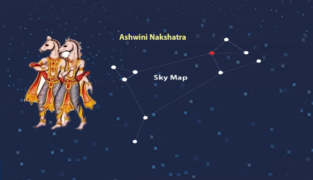 In the Rigveda, Asvins are described as youthful divine twin horsemen, travelling in a chariot drawn by horses.   

They are the guardian deities who safeguard & rescue people.  

Ashvini is the first nakshatra in Hindu astronomy & considered to be the wife of the Asvini Kumaras.