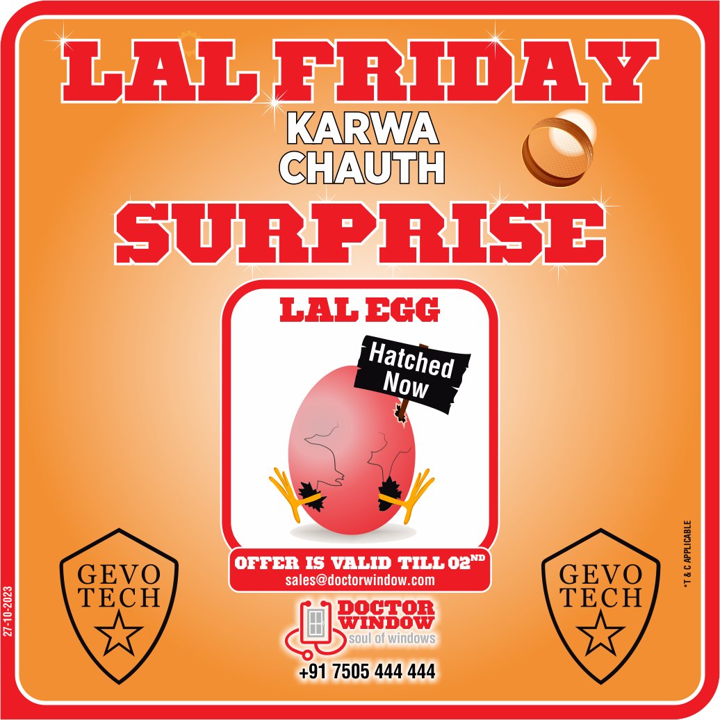 DOCTORWINDOW_IN's tweet image. Celebrate this #karwachauth2023 with exciting offers on your favourite UPVC Hardwares. Special Offer follow today Doctor Window for best offers don't miss any deal.

Order and pay from 27th Oct to till 2nd of Nov. 2023.

#india #pvcwindow #pvc #slidinggate #PVCDoors