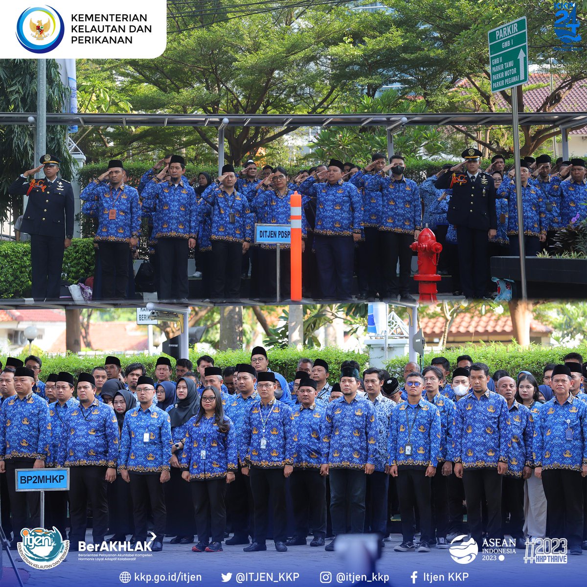 itjen_kkp's tweet photo. Halo #SahabatBahari, Irjen KKP bertindak sebagai Inspektur Upacara pada peringatan Hari Sumpah Pemuda ke-95 tahun yang dilaksanakan di Gedung KKP hari ini. Hadir sebagai peserta upacara perwakilan pejabat Eselon I dan II, beserta staf dari masing-masing Unit Kerja Eselon I KKP. https://t.co/OkPmIl1uIT