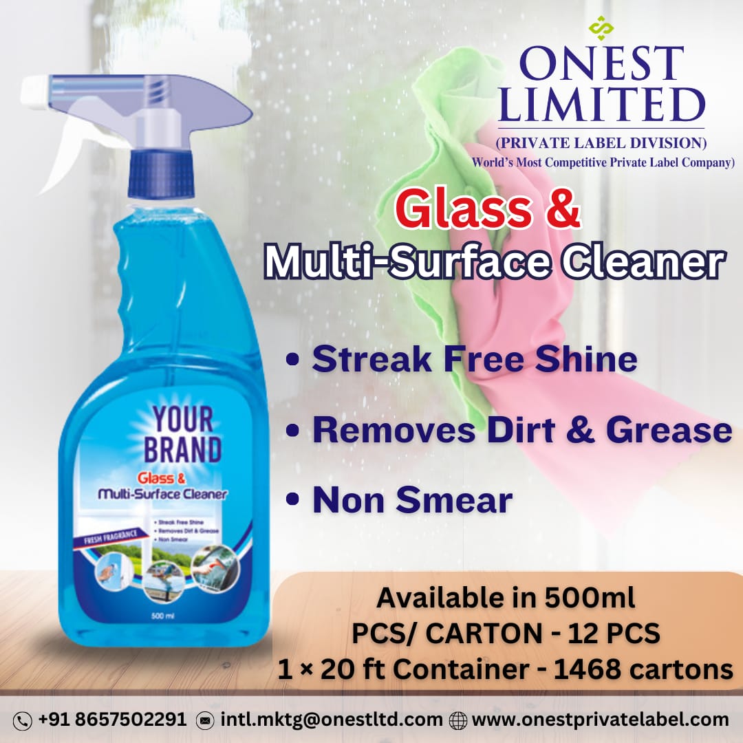PRIVATE LABELING OF GLASS & MULTI-SURFACE CLEANER
#onestlimited #onest #onestprivatelabel #privatelabeling #yourbrand #packaging #yourlogo #designing #yourname #glasscleaner #multisurfacecleaner #cleanglass #cleaner #shinyglass #removesdirt #fmcgpackaging #fmcgdesign #exporter