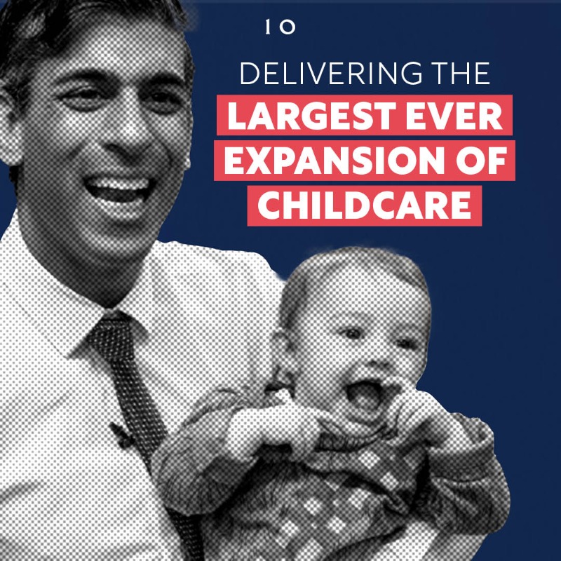10DowningStreet's tweet photo. We're expanding childcare 👇

🧸 Extending our free childcare scheme to help more parents

👶 Giving nurseries over £200m to expand childcare places

📚 Developing plans to deliver wraparound care for parents of primary school children

👩‍👦 Making it easier to become a childminder