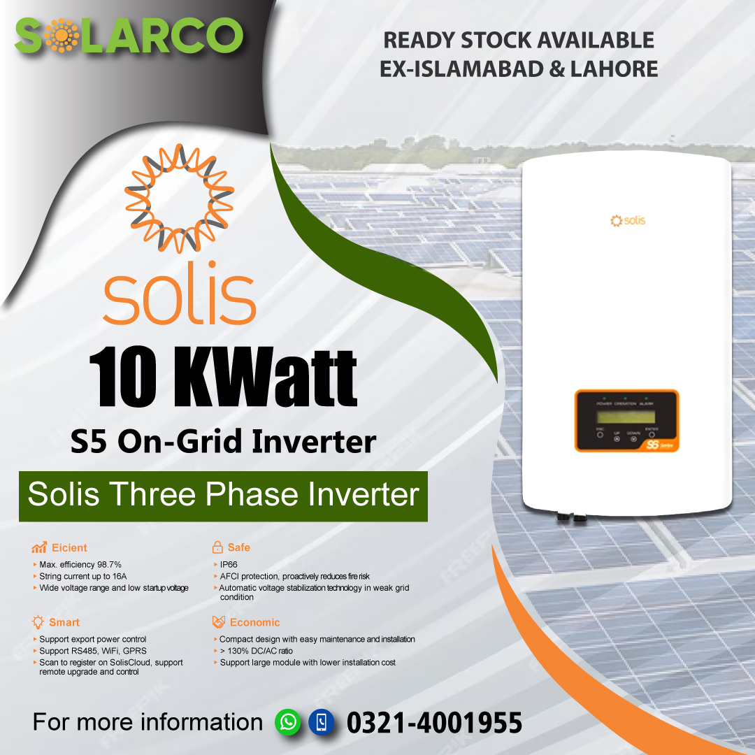 arqureshi527's tweet photo. *Solis 10kWatt*
*S5 On-Grid Inverter*
Ready Stock Available Ex Islamabad &amp; Lahore
Place your order now we are just a call away.
For More Details contact us on following:
Call to talk 0321 4001955
#enablingsolution #solarcompany #solisinverter #inverter https://t.co/SBz6EgjbAs