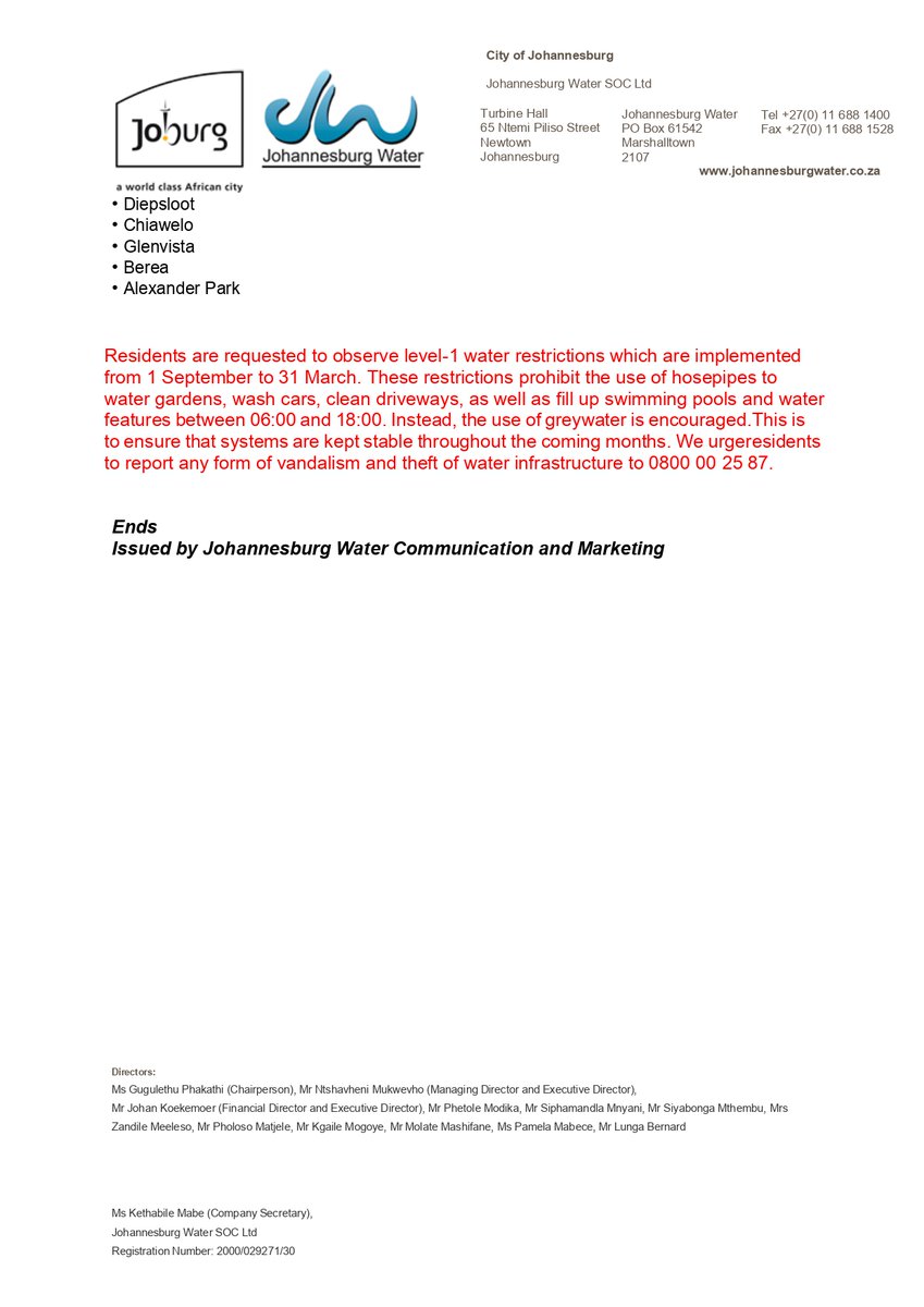 Johannesburg Water tweet media