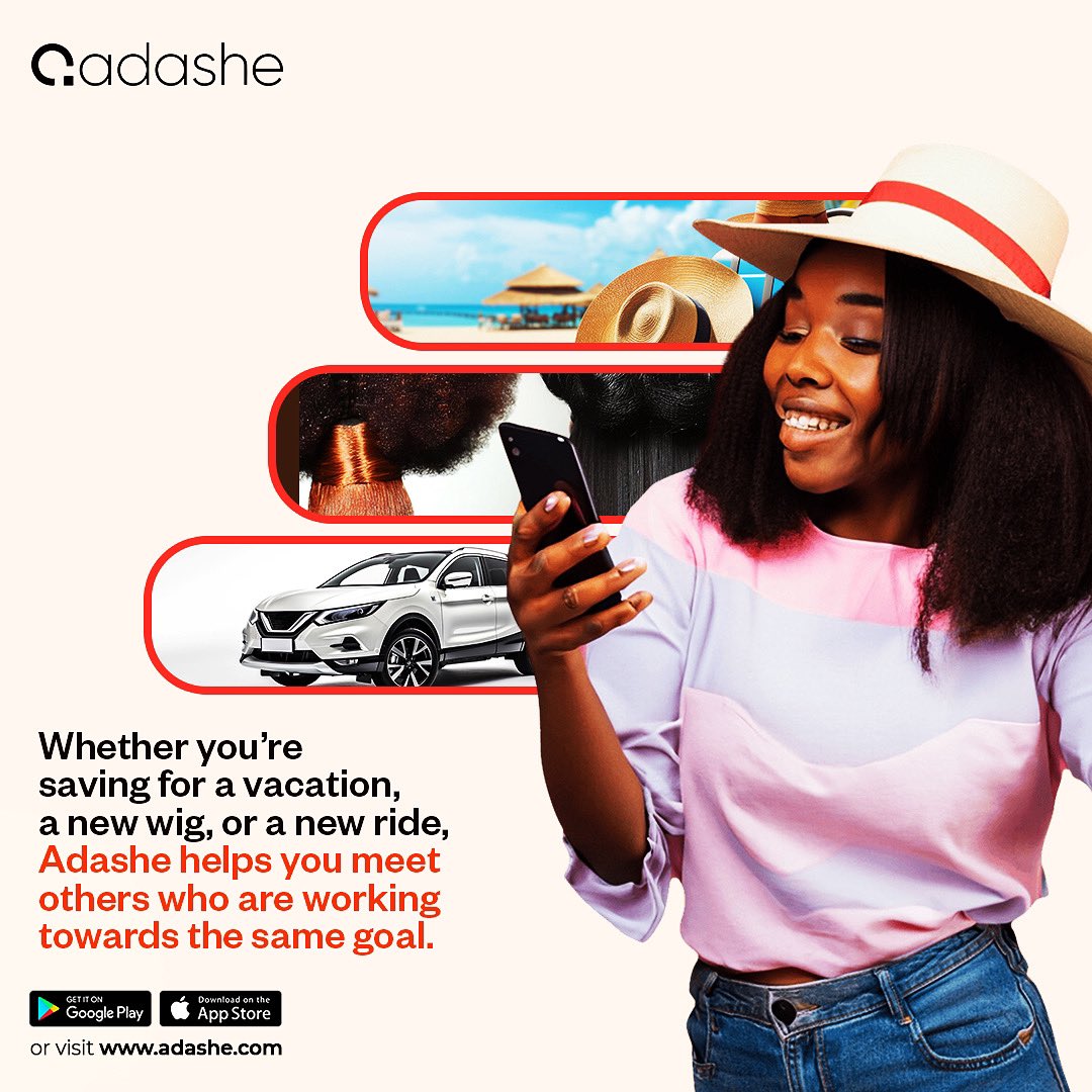 AdasheFinance's tweet photo. Adashe is great for connecting with others who are on the same journey as you. Each member of the group contributes an agreed sum and each member takes turns to receive the accumulated total sum. 

Download the Adashe app today to access our group savings feature.💸 https://t.co/TwOsEySMvu