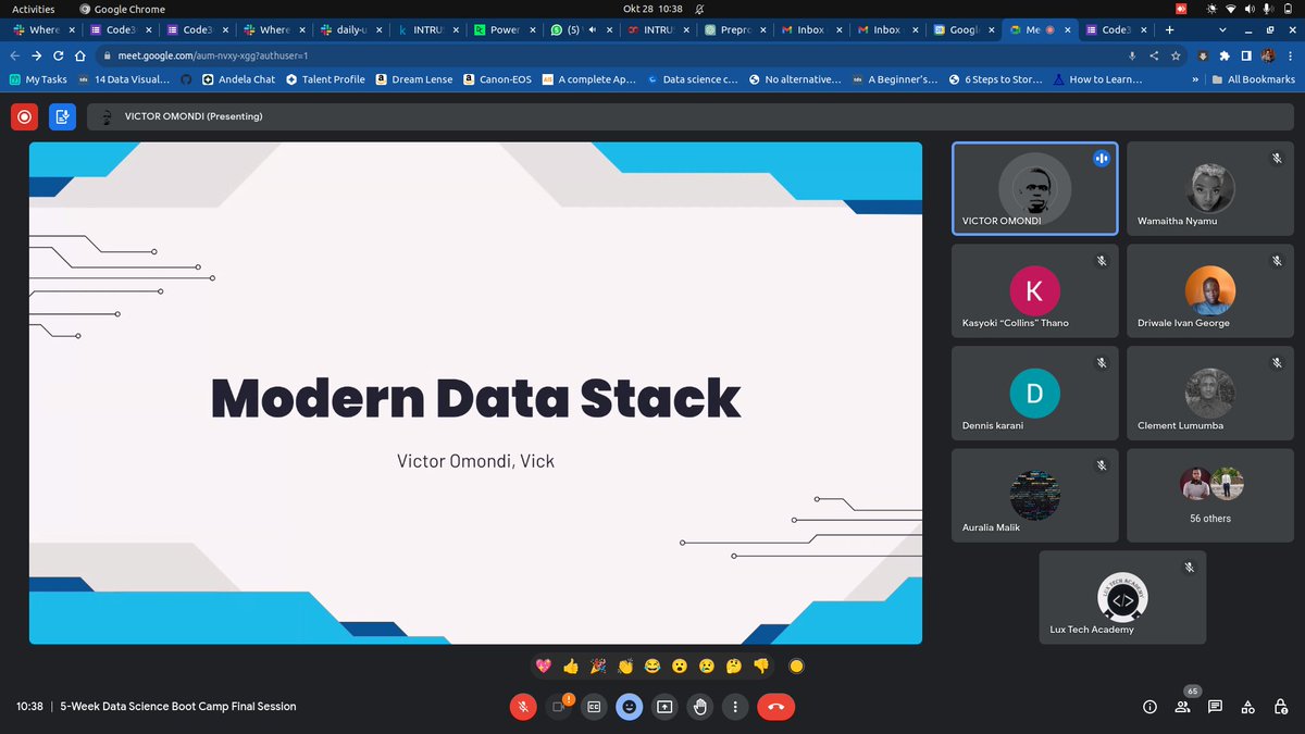 HarunMbaabu's tweet photo. 5-Week Data Science Boot Camp Final Session!  

"The Modern Data Stack."  by @VictorOmondi197