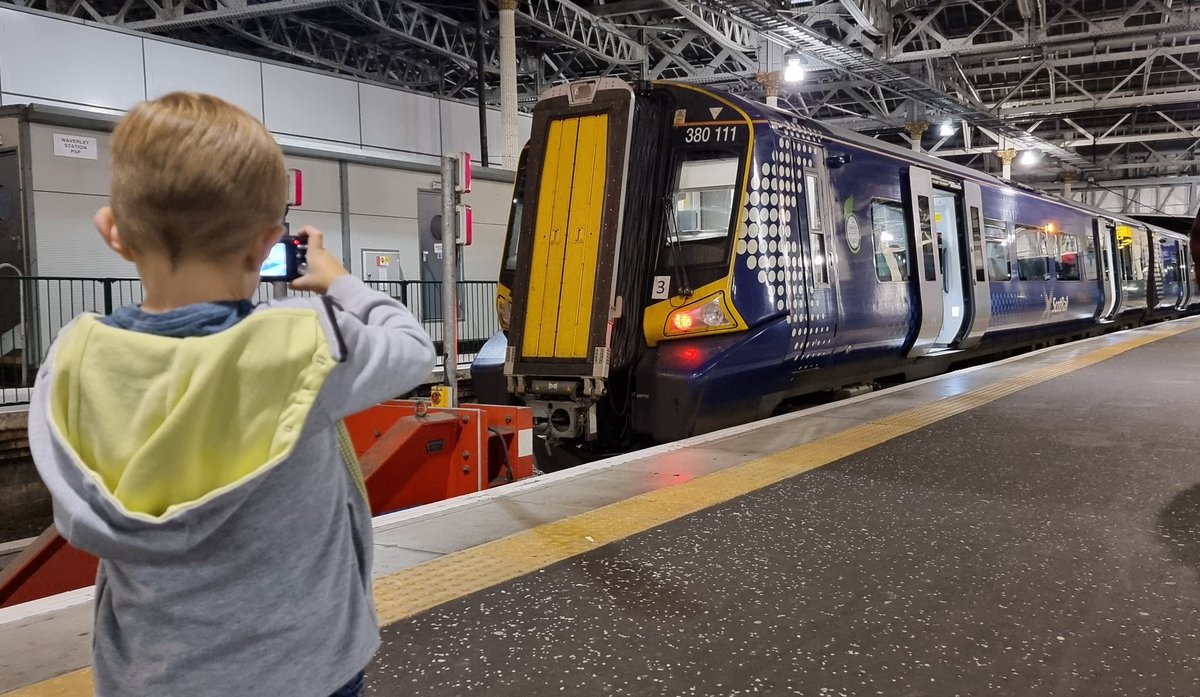 ukrailadventure's tweet photo. We've seen many new types on this adventure. Including a quick look at this Scotrail #class380 at Edinburgh last night. Heading back to the station shortly so expect more photos! https://t.co/vyr0CytS2e