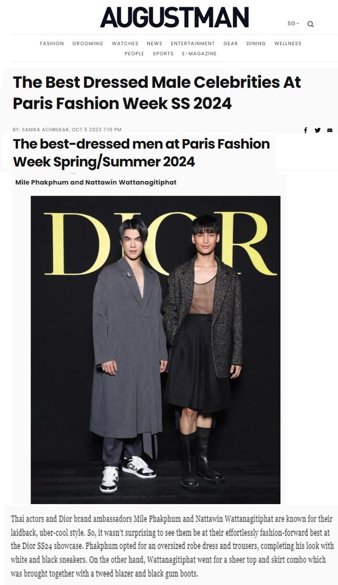 💚💛 MileApo are included in the Top Picks for THE BEST DRESSED MEN AT PFW

'It wasn’t surprising to see them be at their effortlessly fashion-forward best at the Dior SS24 showcase.'

#MileApo #DiorSS24xMileApo #MilePhakphum #Nnattawin #DiorSS24 #PWF

augustman.com/sg/fashion/bes…
