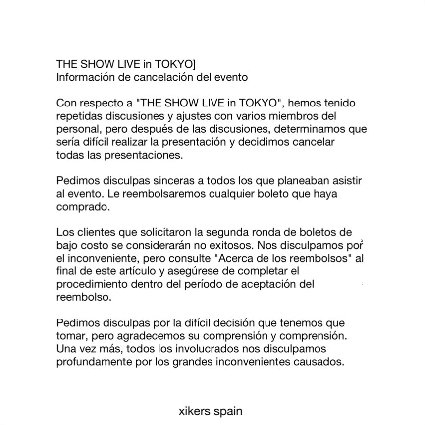 XikersSpain's tweet photo. [INFO]

El ‘THE SHOW LIVE in TOKYO’ dónde iba a actuar xikers ha sido cancelado

#THESHOWJP #BEYONDTHEBORDER #THESHOW #xikers #싸이커스 #로디 #roady @xikers_official https://t.co/zhyFIN2Dnj