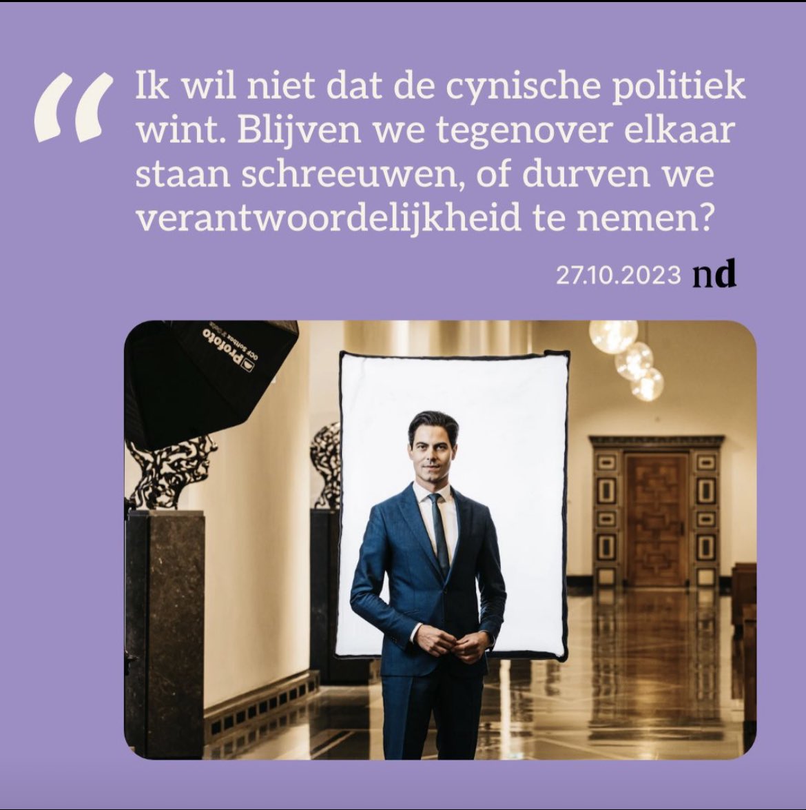 Nederland is op weg sterker,schoner en eerlijker te worden. Maar daar moet nog heel veel werk voor worden verzet. Onze lijsttrekker Rob Jetten wil dat werk leveren. Lees het interview met Rob Jetten in het Nederlands Dagblad.
Vandaag in de krant en online: lnkd.in/dTSMJ2Gv