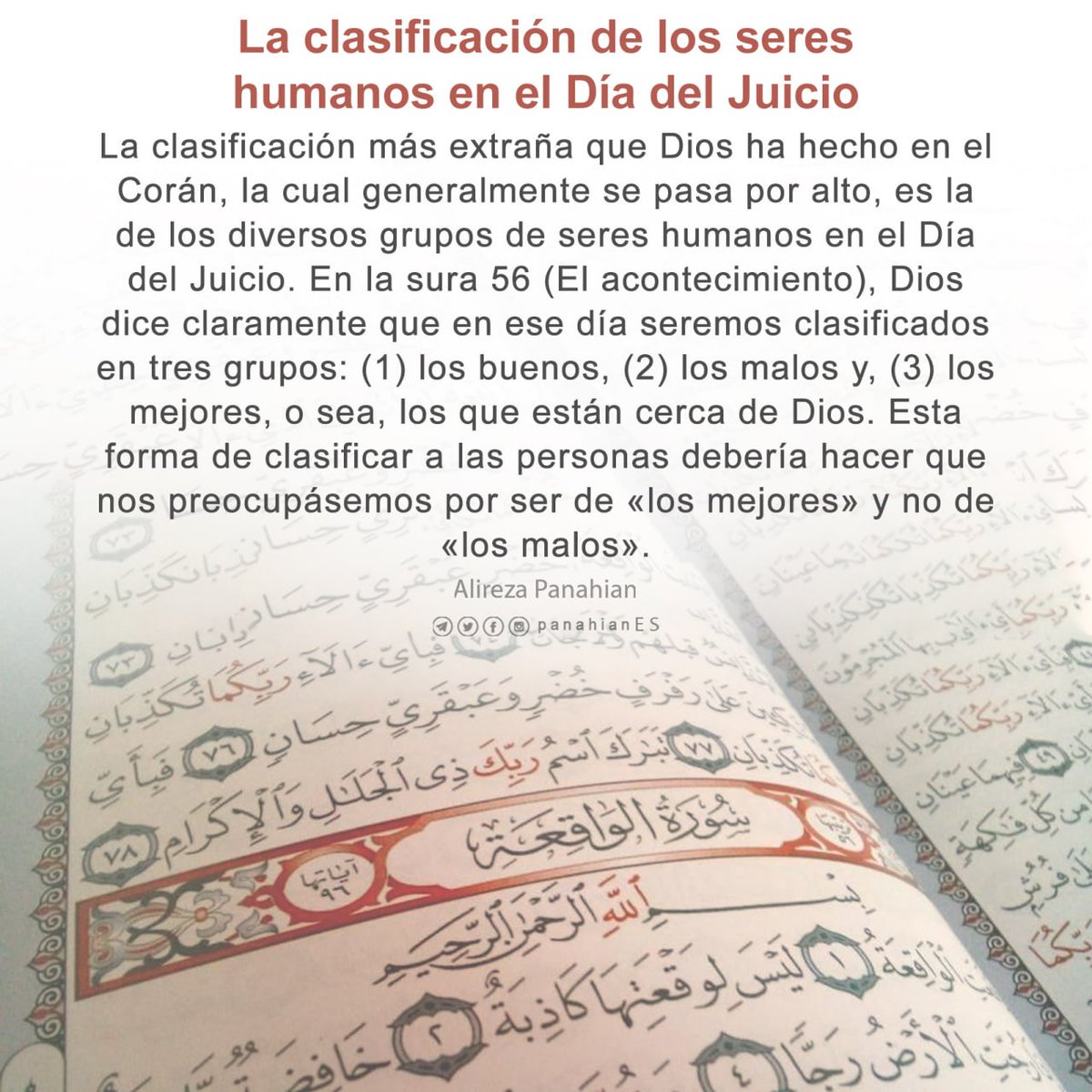 PanahianES's tweet photo. 📷 La clasificación de los seres humanos en el Día del Juicio

#AliRezaPanahian #Panahian #DíaDelJuicio #clasificación #Dios #SeresHumamos
✅ @PanahianES https://t.co/jafHI0GJHM