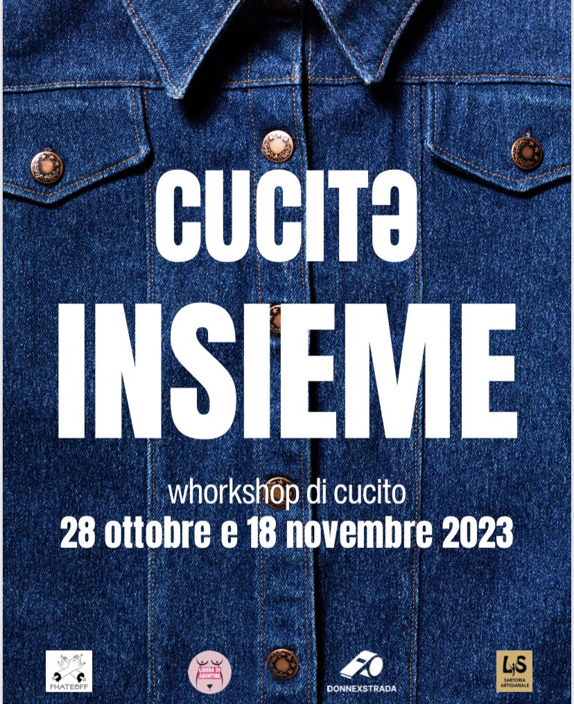 Oggi alle 15 da <a href="/Fhate_Off/">Fhate Off</a> con <a href="/LDAbortire/">Libera di Abortire</a> <a href="/DonnexStrada/">DonnexStrada</a> e <a href="/luchaysiesta/">luchaysiesta</a> customizzeremo le nostre armature da strada, i nostri capi in jeans del cuore.
Nella lotta come nella vita: cucitə insieme.❤️‍🔥✊🏻

Vi aspettiamo amori, prenotatevi qui:
eventbrite.com/e/biglietti-cu…