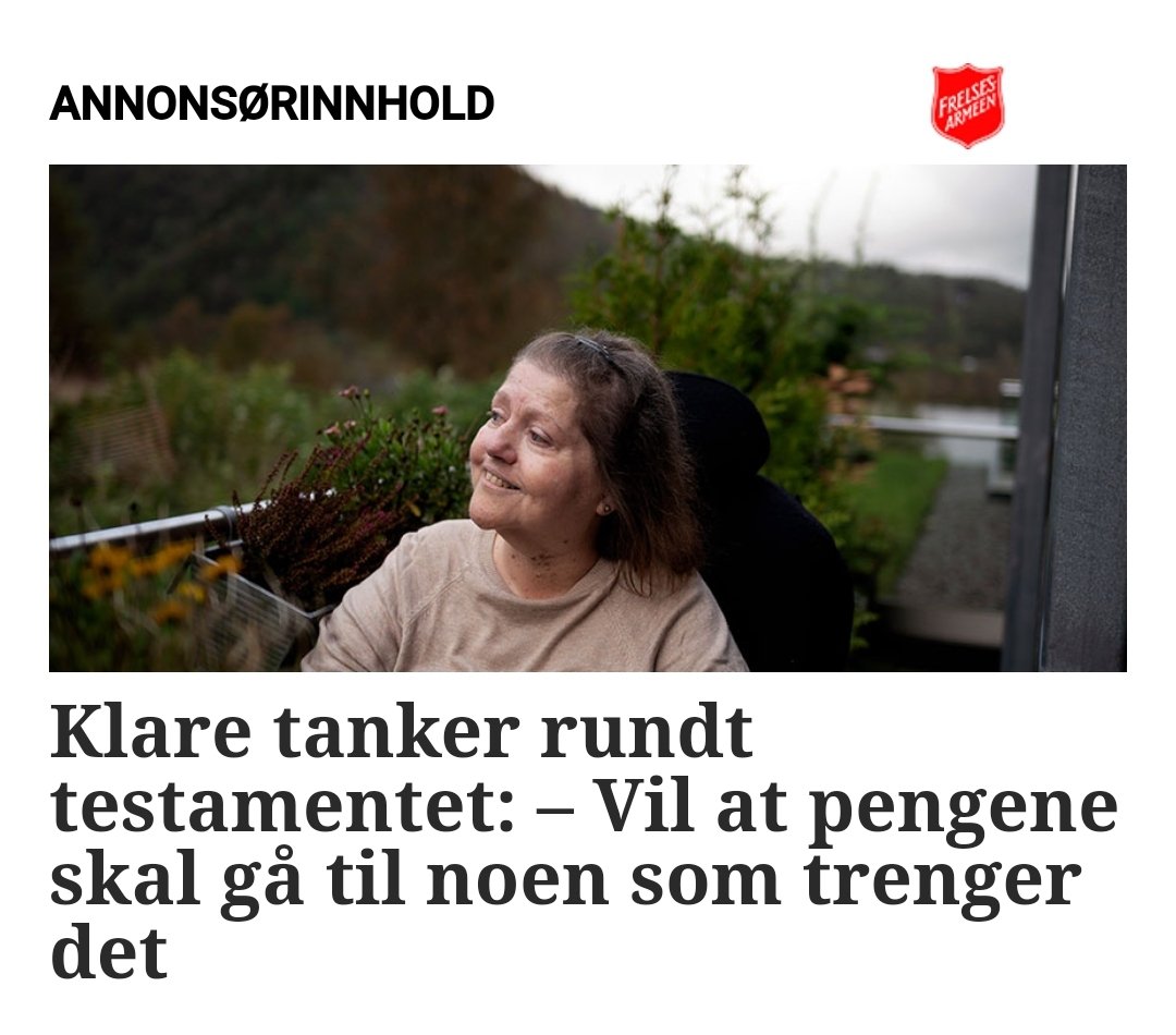 #frelsesarmeen aktive i aviser i helga: Testamenter arven til oss" 
#problematisk. Greit at de gjør en fin jobb, men er det ingen voksne hjemme der?