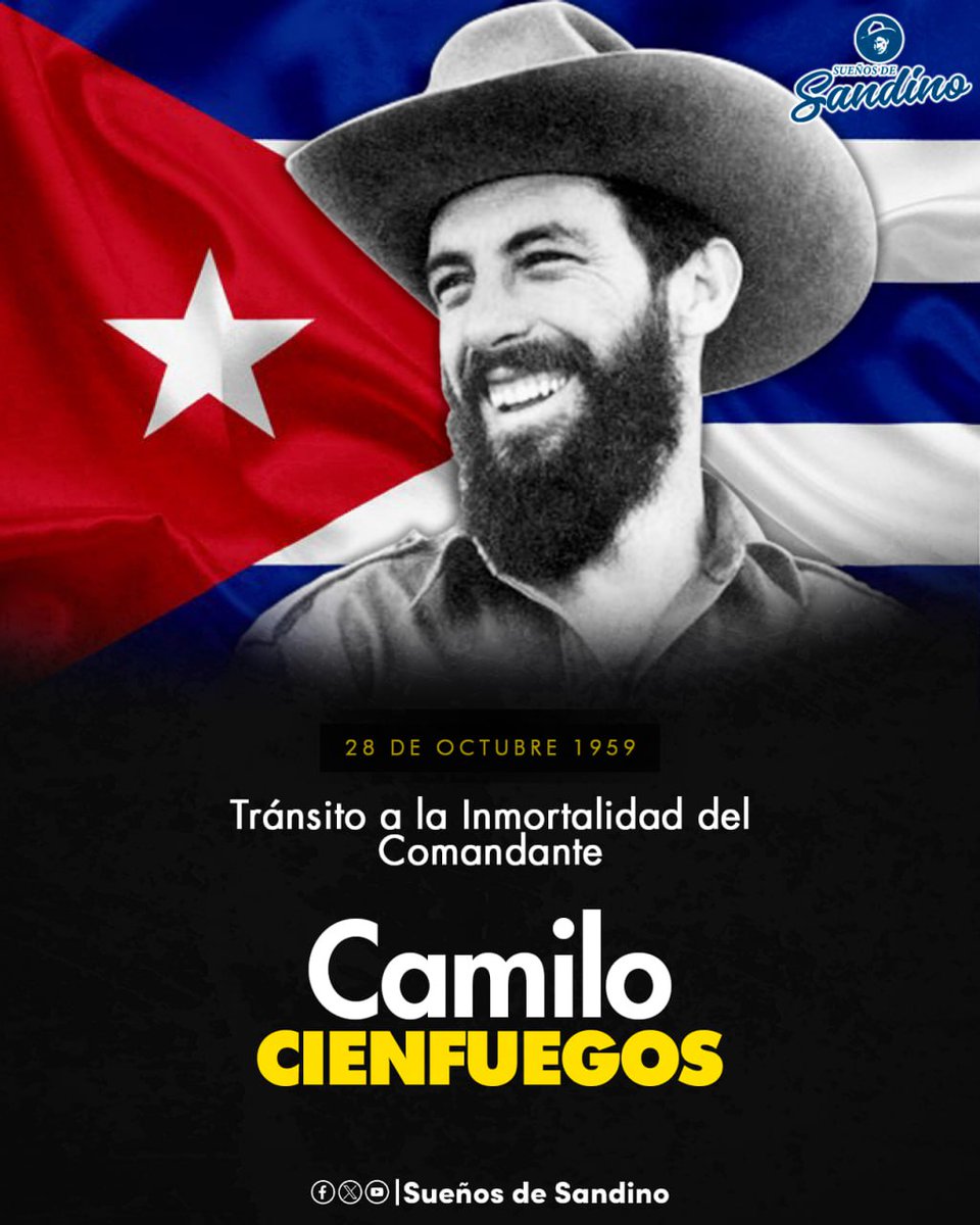 SuenosdeSandino's tweet photo. 1959: Paso a la inmortalidad del Comandante Camilo Cienfuegos, líder y héroe de la Revolución Cubana. https://t.co/pDYHNbwmSG