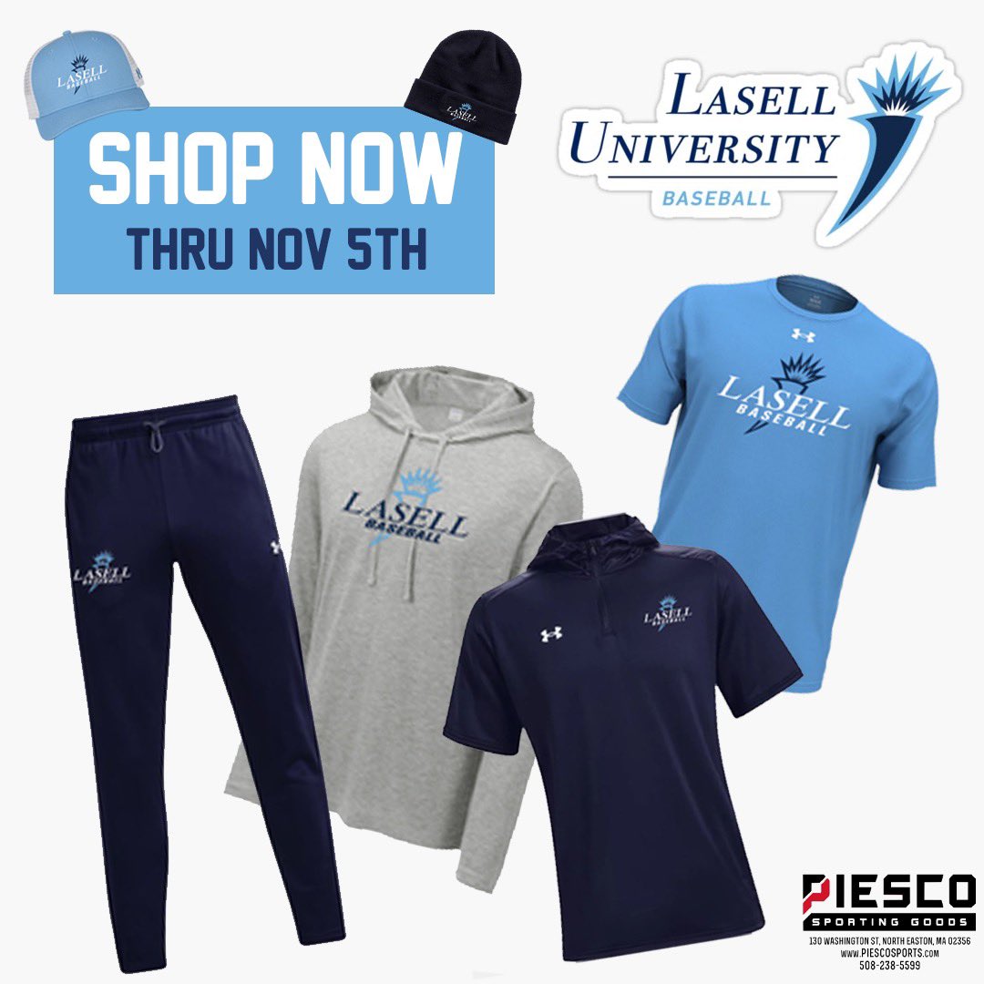 LasellBSB's tweet photo. The LU Baseball online store is live now! Get your gear to support the lasers before the store closes 11/5. Link in bio! https://t.co/6QuGKABFZx